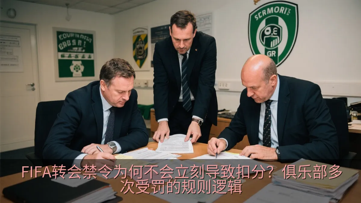 足球俱乐部管理人员在办公室核对财务与球员注册文件