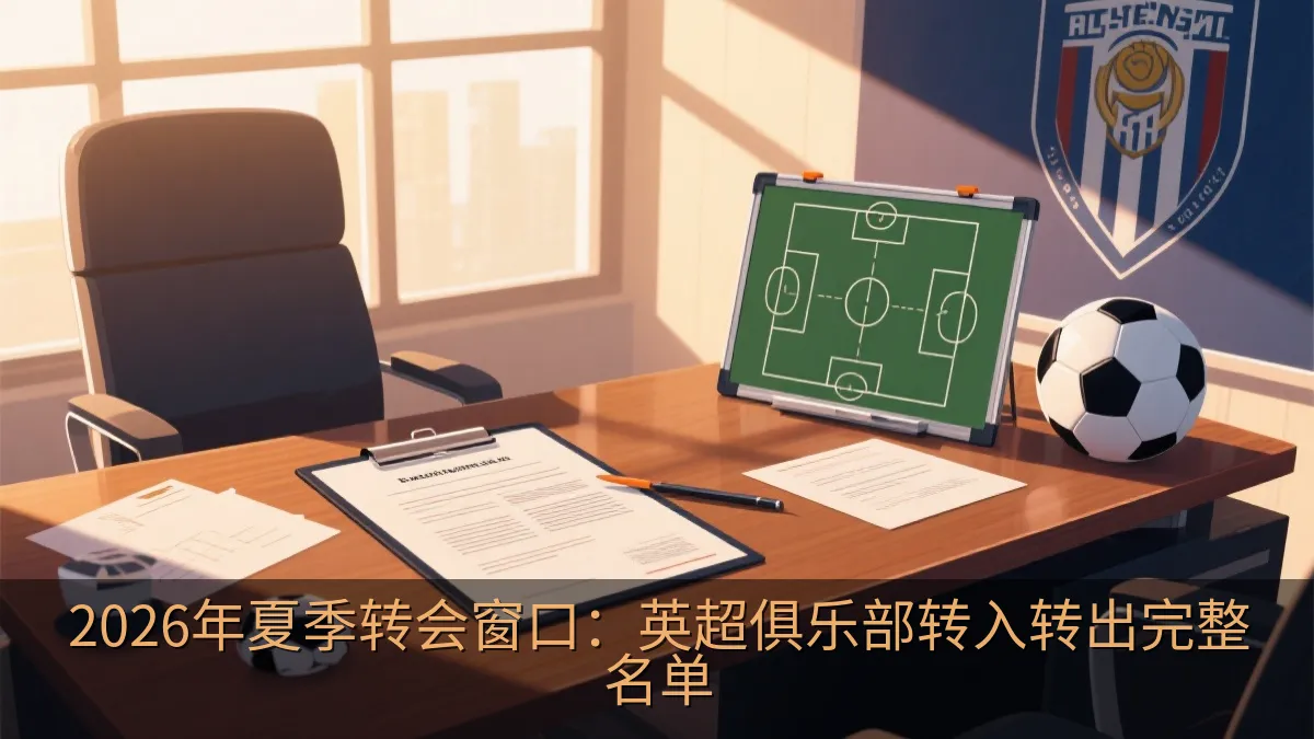 足球俱乐部办公室内的合同与转会文件插画